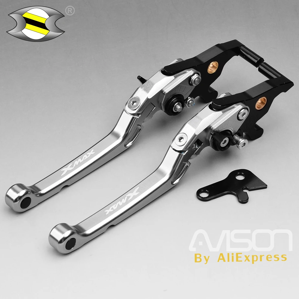Серебристый Для YAMAHA X-MAX300 XMAX250 XMAX 300 250- CNC Короткие тормозные рычаги сцепления Регулируемые - Цвет: Серебристый