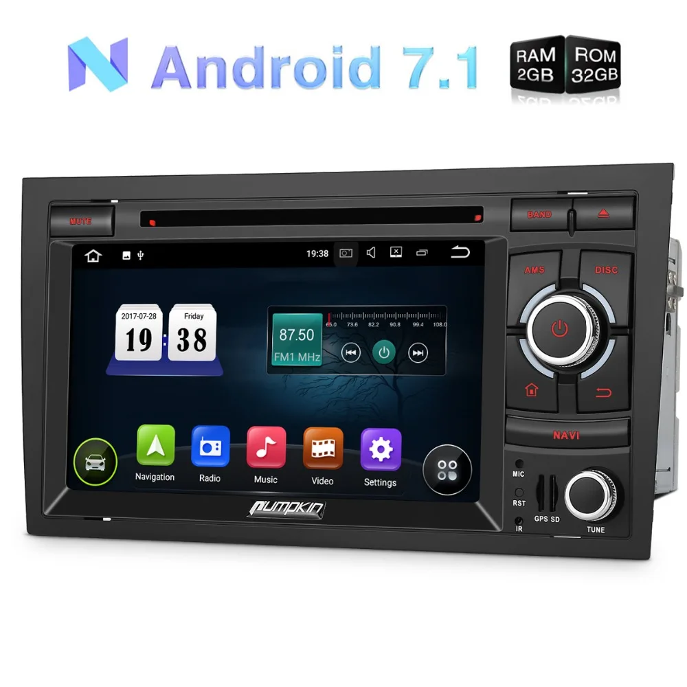 Тыква 2 Din 7 &quotAndroid 1 Автомобильный мультимедийный DVD плеер GPS навигация