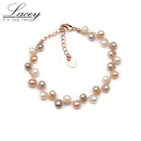 near round freshwater pearl braceletsmulti color natural pearl bracelets bangles for women