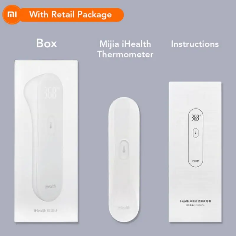 With retail package Xiaomi Mijia iHealth термометр светодиодный Бесконтактный цифровой инфракрасный термометр для лба и тела для детей и взрослых - Цвет: With retail package