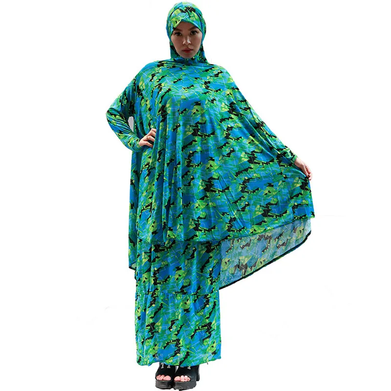 Мусульманское платье с принтом из двух частей разноцветные халаты Арабская
