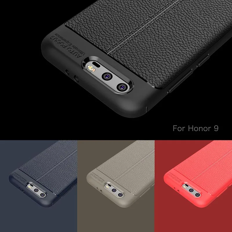 Силиконовый чехол из углеродистой кожи для Huawei Honor 9 мягкий ТПУ Fundas Capa on толстый