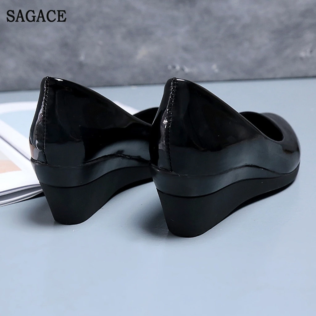 Классические черные офисные туфли кожаные женские лодочки повседневные тонкие