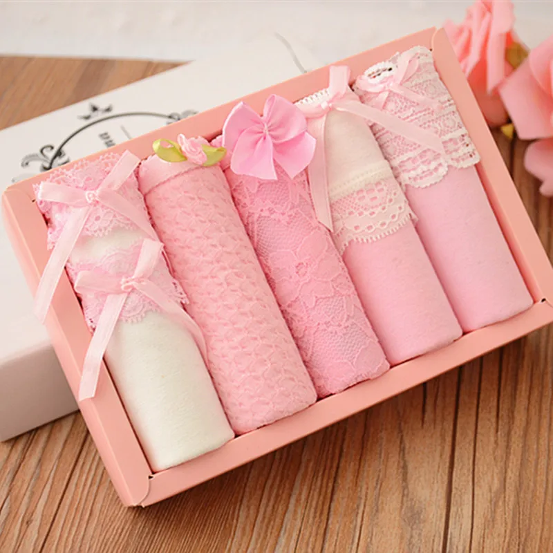 pink 2 Хлопковое нижнее белье, Женский комплект, милые хлопковые трусики для девушек, женские трусики-стринги, женские трусы в подарочной упаковке - Цвет: pink 2