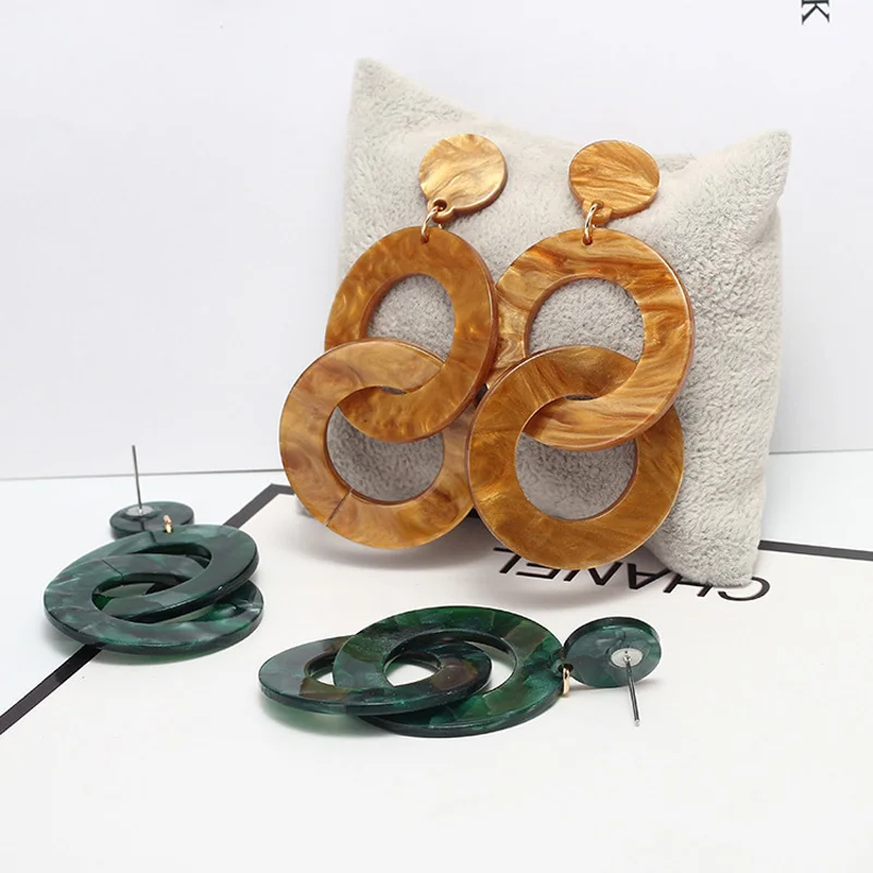 Japan Retro Style Women Earrings Acetic Acid Leopard Green Fashion Long Creative Geometric Drop For Girl | Украшения и аксессуары