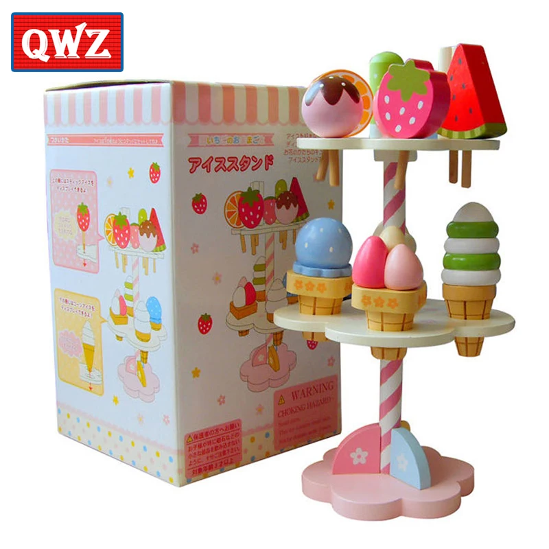 

QWZ детские игрушки Моделирование магнитное Мороженое деревянные игрушки ролевые игры Кухня Еда для детей игрушки для младенцев еда День ро...