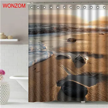 WONZOM Sunrise пляжная Водонепроницаемая занавеска для душа декор для ванной комнаты кокосовое дерево Декорации декорации Cortina De Bano занавеска для ванной - Цвет: 18340
