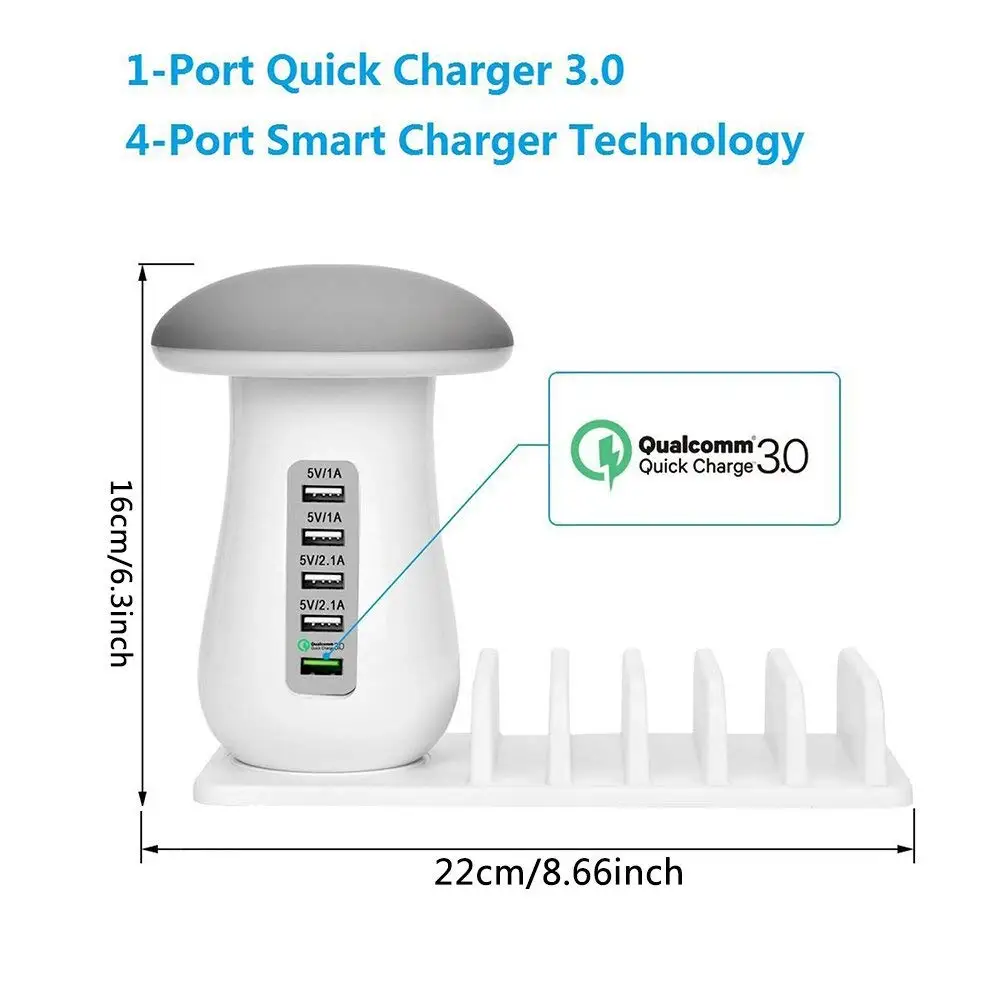 Умная USB зарядная станция Quick Charge 3 0 адаптер концентратора светодиодная