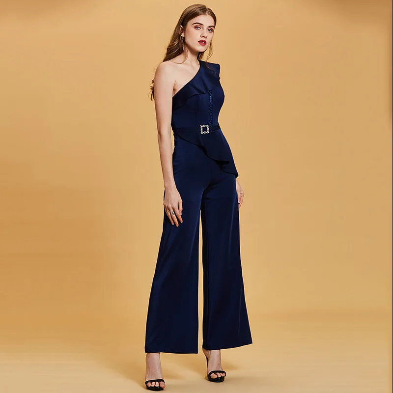 Dark Navy Dressv темно-синее длинное вечернее платье, дешевый Облегающий комбинезон на одно плечо без рукавов для свадебной вечеринки, торжественное платье, вечернее платье es - Цвет: Dark Navy