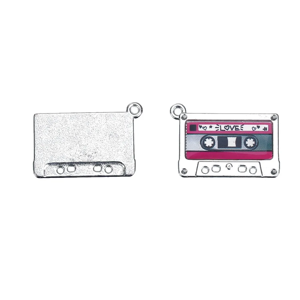 

DoreenBeads Charm Cassette Tape Silver Color(Can Hold ss6 Rhinestone) Pendants Message "LOVE" Carved DIY Jewelry 29mmx19mm,20PCs