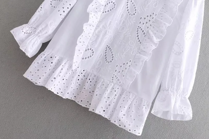 VOGUEIN женская блузка белый пуловер с вышивкой | Женская одежда