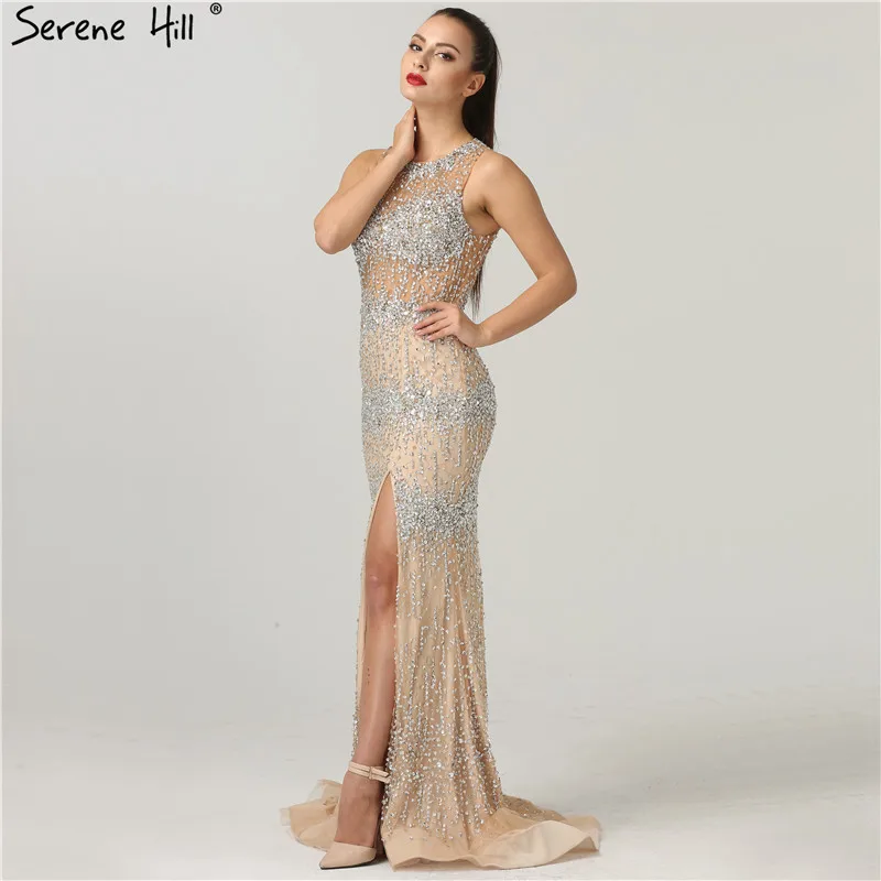 Dubai Designer Sleeveless Sexy Tulle Evening Dresses Beading Crystal Fashion Mermaid Sparkle Gowns 2019 New LA6277 | Свадьбы и