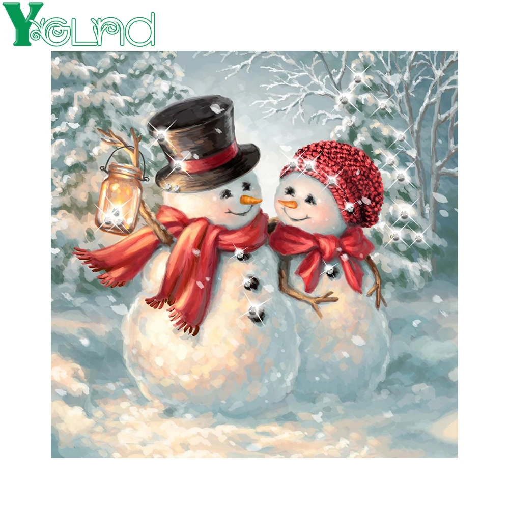 Снеговик алмазная живопись Рождество полный мозаика вышивка 5D горный хрусталь