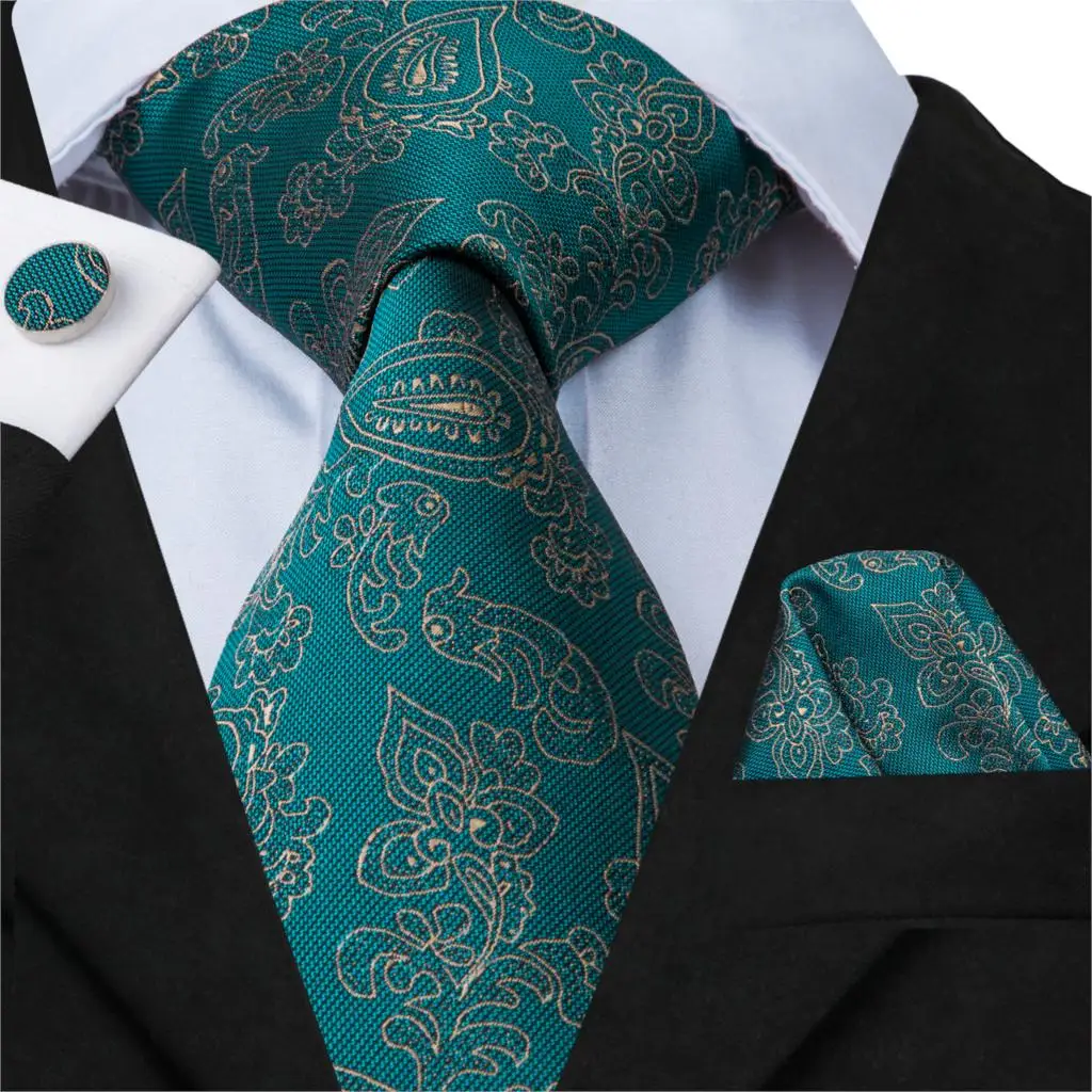 Men Blue Ties Plaid Silk Woven Necktie Checked Neck Tie Hanky Cufflinks Set Ties Gift for Wedding Party Business Hi-Tie C-3525