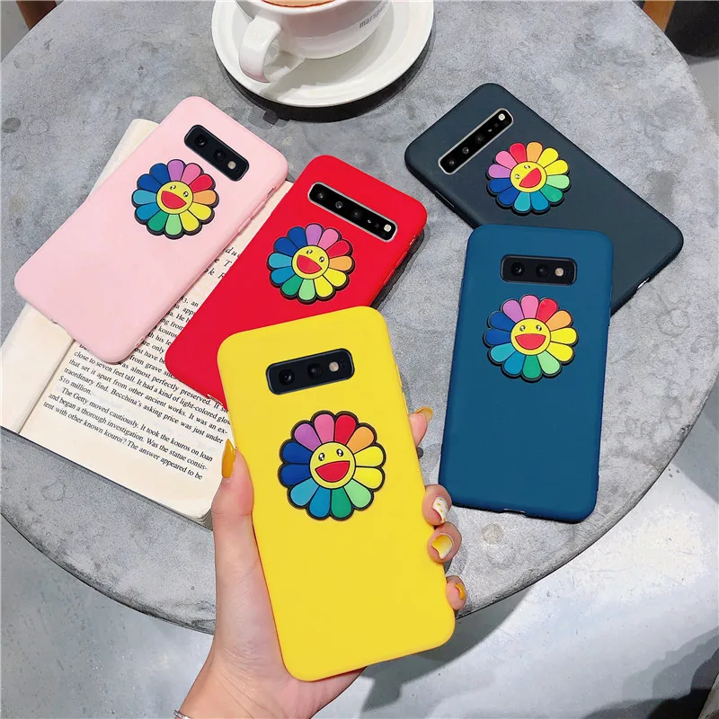 matte 3D solid color candy silicone flower case for Samsung Galaxy S10 5G S10E S9 S8 plus S6 S7 edge funny soft back cover funda |