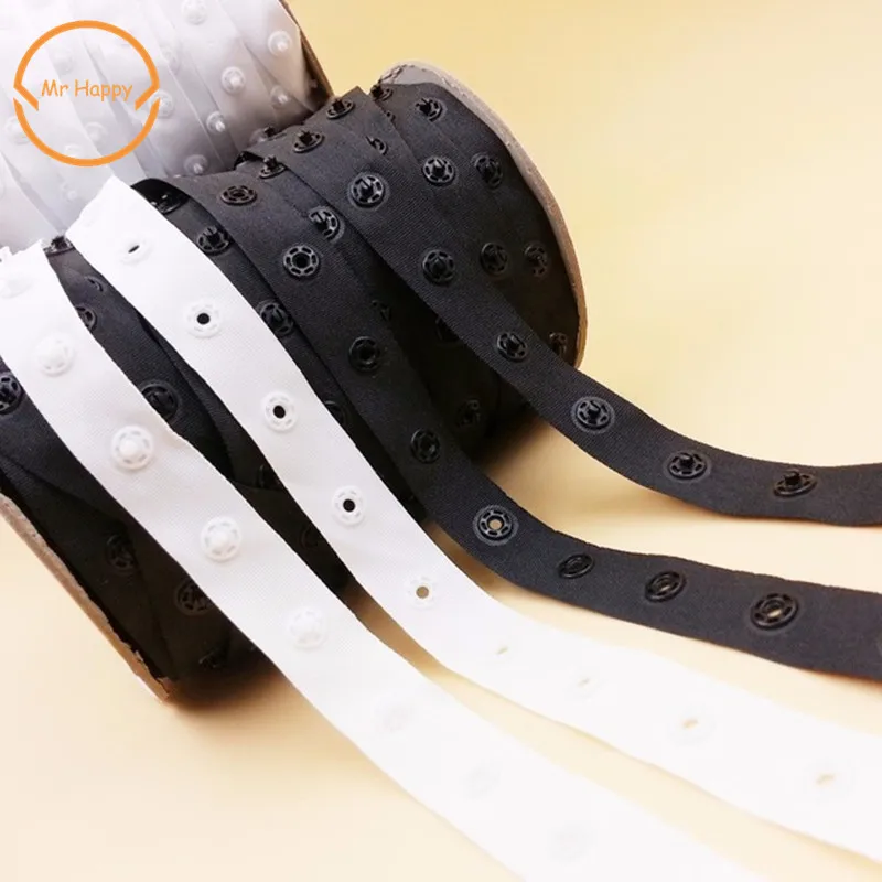 

5yd/lot 8mm black white plastic Snap Button tape ribbons crafts sewing & Fabric Garment sewing accessories scrapbooking DIY
