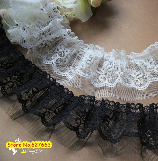 

Wholesale Black and White Ruffled Lace Trim Crafts/ DIY Sewing 6CM Wide