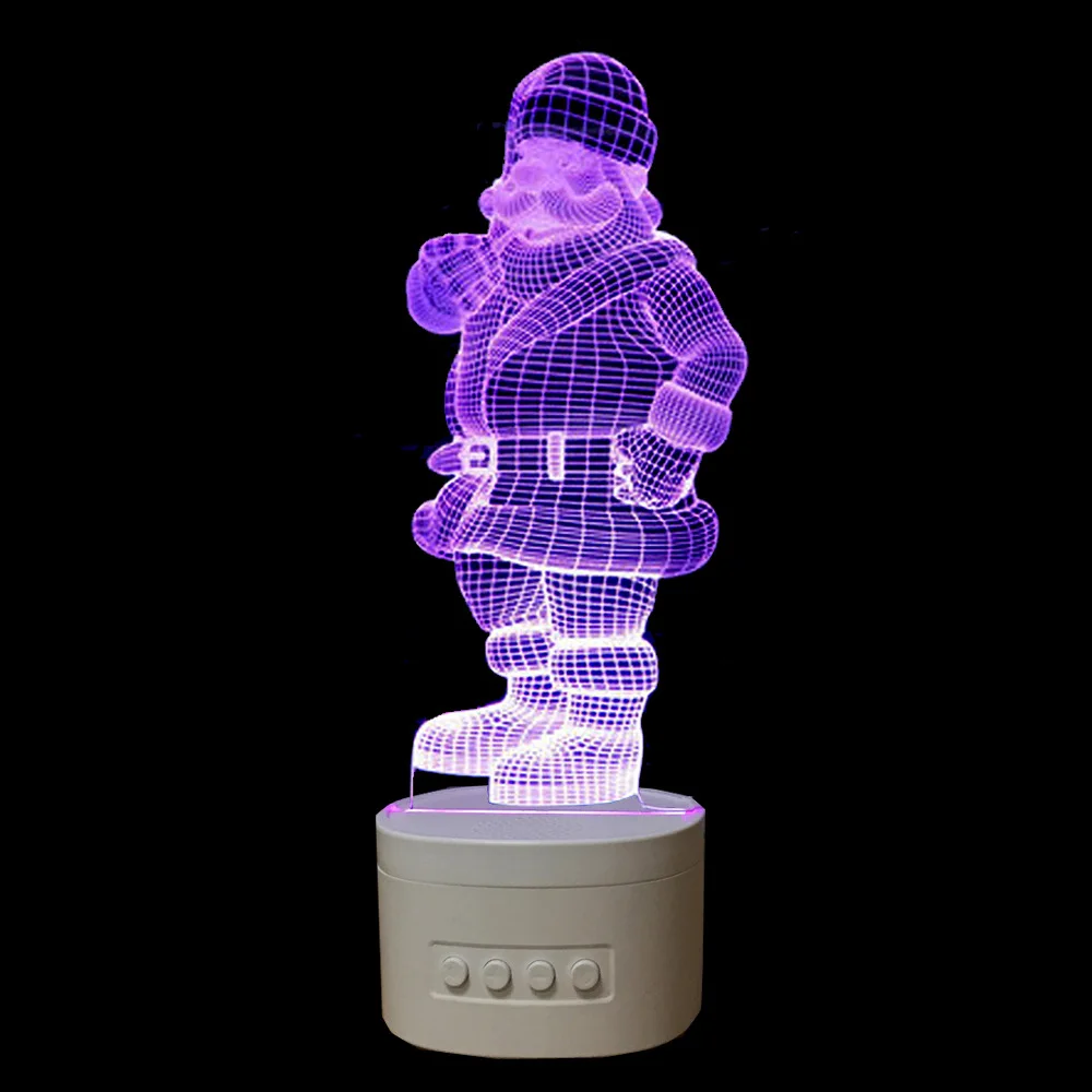 

Santa Claus Bluetooth Speakers 3D Night Light Colorful LED Bedroom Lamp USB Music 3D Light Paty Atmosphere lamp For Gift