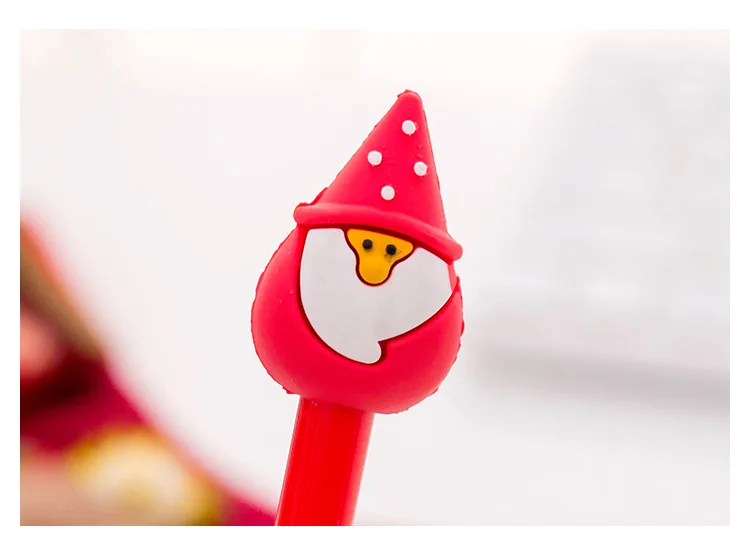 4 шт./лот, милые гелевые ручки Kawaii Санта Клаус, креативная Рождественская ручка, 0,5 мм, для детей, рождественский подарок, школьные канцелярские принадлежности, подарки