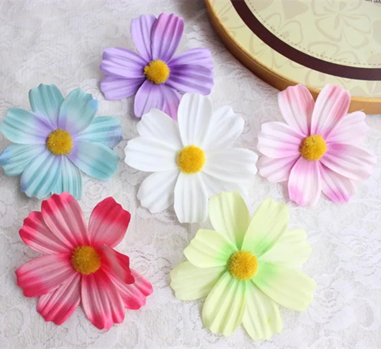 

10CM artificial gerbera daisies,silk cosmos flower,fake daisy flowers heads for diy corsage accessories,wedding party decoration