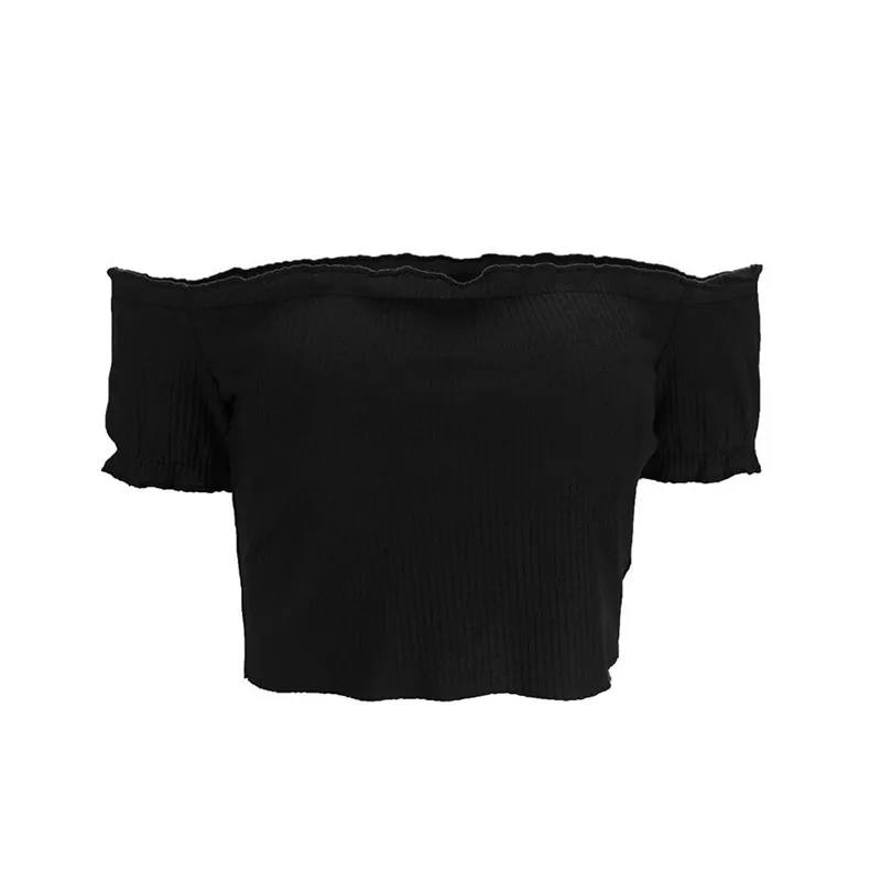 New Fashion Slim T-shirt Summer Sexy Off Shoulder Tops T Shirts Women Short Sleeve Solid T-shirts For Clothing | Женская одежда