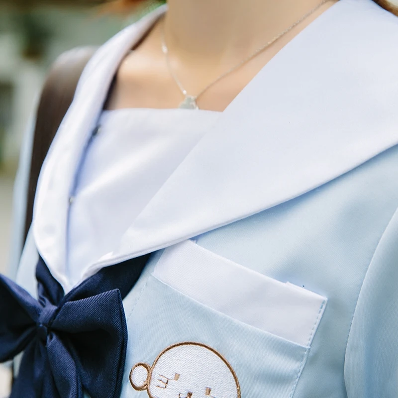 Японская школьная форма с милой вышивкой для девочек матросский топ + галстук