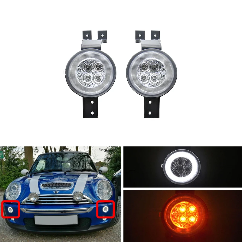 Белый/янтарный светодиодный светильник в сборе для Mini Cooper R50 R52 R53, сигнальный светильник поворота