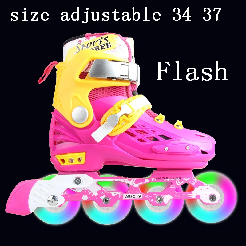 flash pink M Профессиональный мягкий валик коньки для детей роликовые коньки обувь мигающие 4 колеса открытый Fingure катание обувь Patins - Цвет: flash pink M