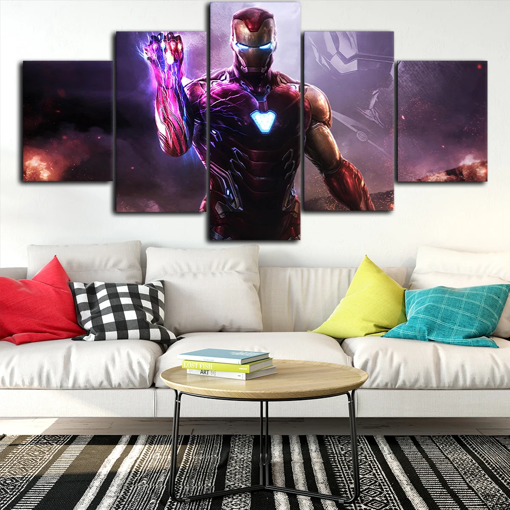 Iron man Art Canvas Posters Home Decor Wall Framework 5 Pieces Paintings For Living Room HD Prints Pictures NO.b | Декор для дома