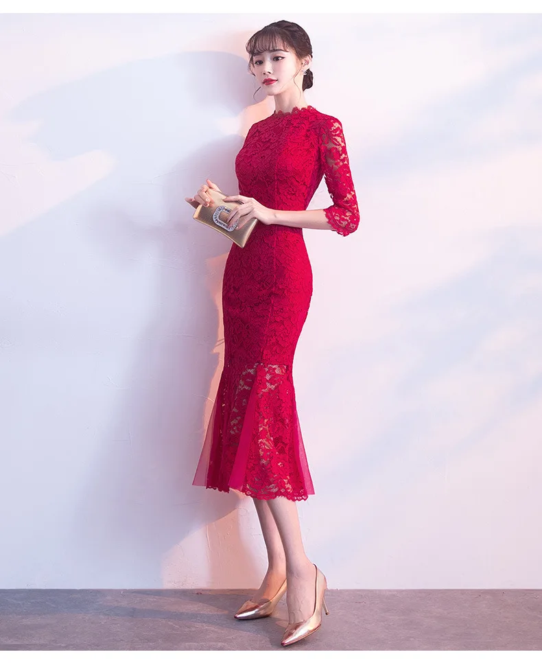 Брендовая Дизайнерская обувь традиционное китайское платье Qipao женские вечерние платья Винтаж Cheongsam Для женщин невесты кружевное платье с юбкой-годе