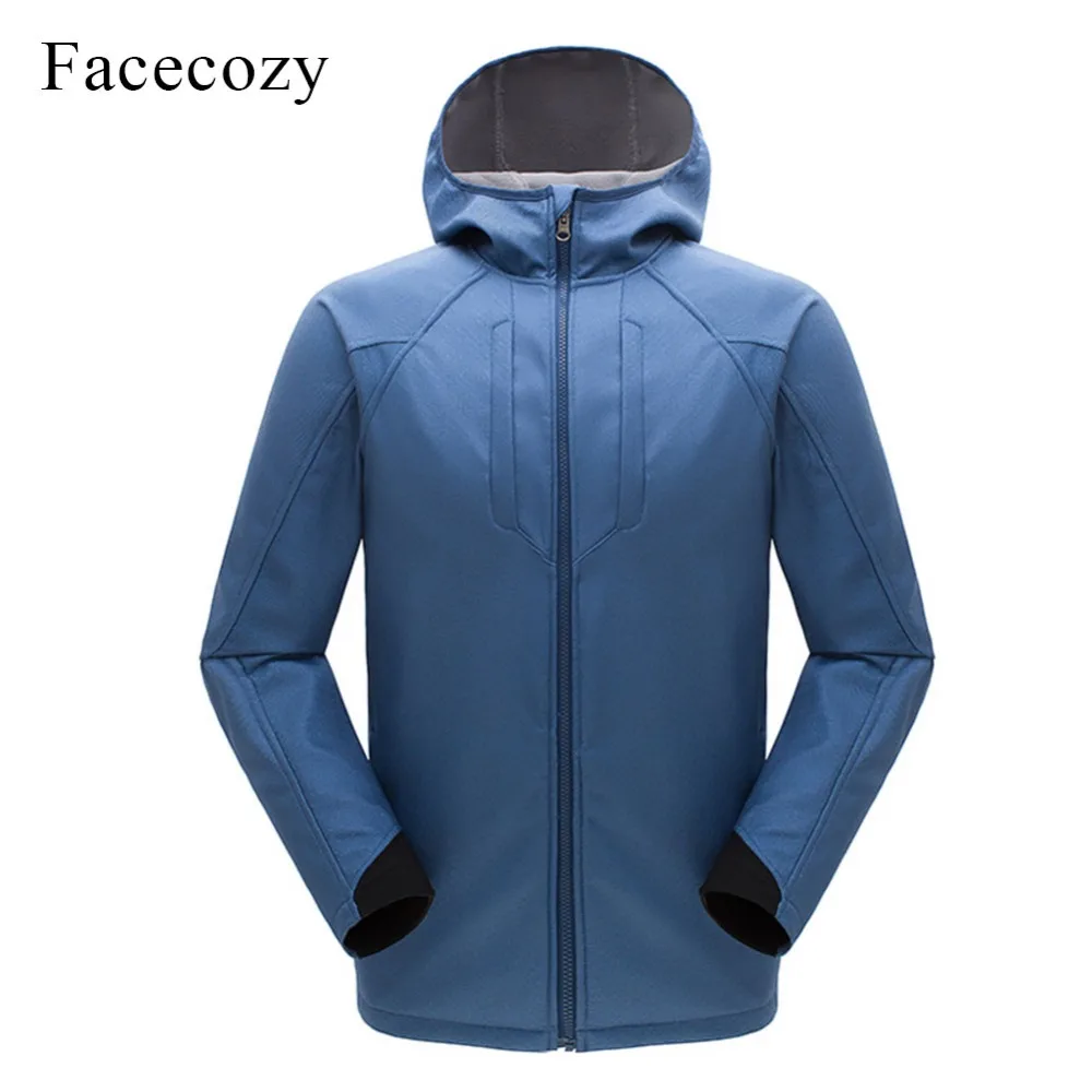 Facecozy Мужская зимняя флисовая ветровка с капюшоном мотоциклетная куртка