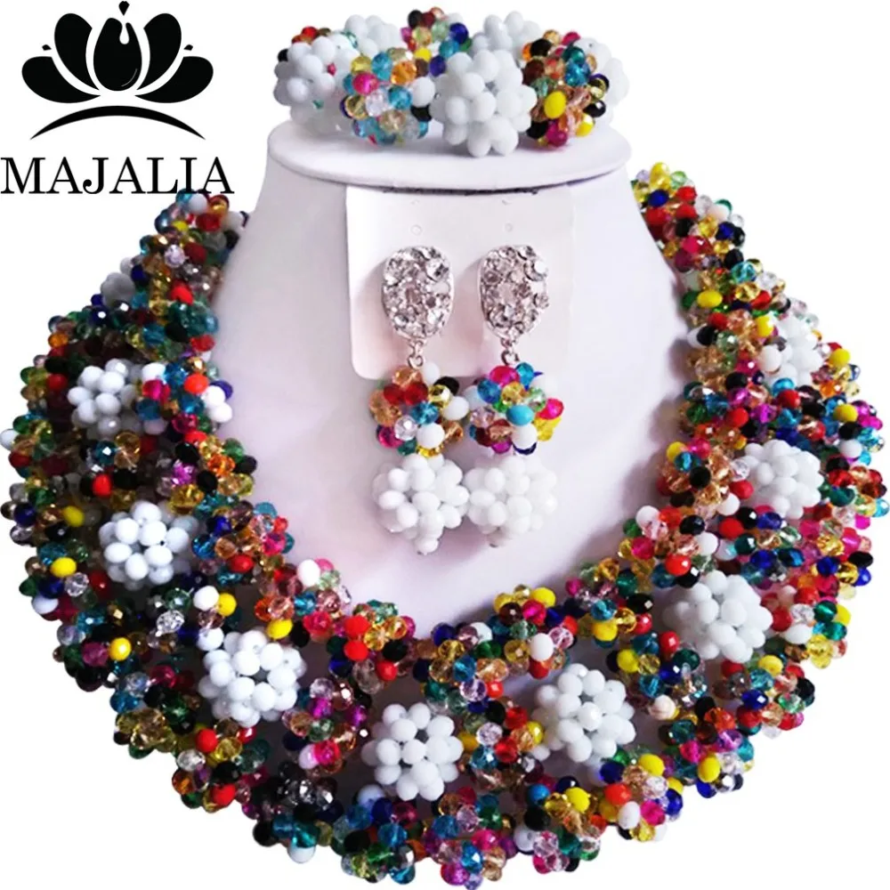 Fashion african jewelry set Multicolors Crystal nigerian wedding african beads jewelry set crystal Free shipping Majalia-287