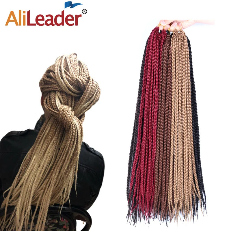 Alileader, вязаная крючком, плетеная коробка, косички, длинные, 30 дюймов, высокая температура, синтетические плетеные волосы, черный, бордовый, блондин, коричневый, вязанные волосы