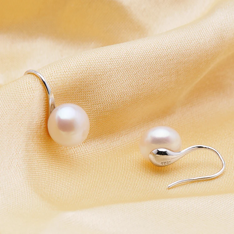 Серьги Капли FEIGE с жемчугом 925 стерлингового серебра натурального белого плоского круглого жемчуга для женщин Ювелирные изделия 767