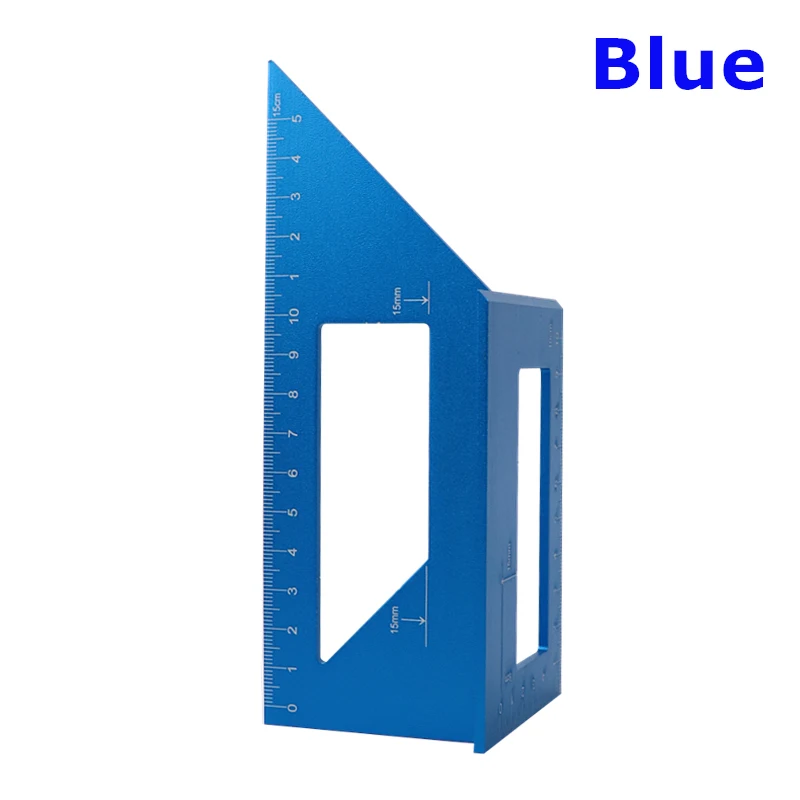 Blue Деревообрабатывающая квадратная угловая линейка 45/90 градусов измеритель угломер алюминиевый сплав маркировочный Калибр линия Scriber столярные инструменты - Цвет: Blue