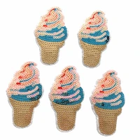 new arrival ice cream patch iron on sequined patches for clothes backpack shoes photo diy motif decoration accessories 5pcs