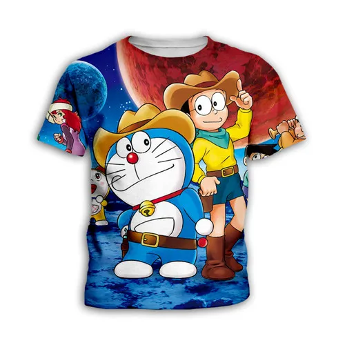 kawaii Doraemon Nobita Nobi 3D galaxy print Kids japan Cartoon anime hoodies sweatshirt baby boy girl Children casual pullover - Color: Kids  t shirts