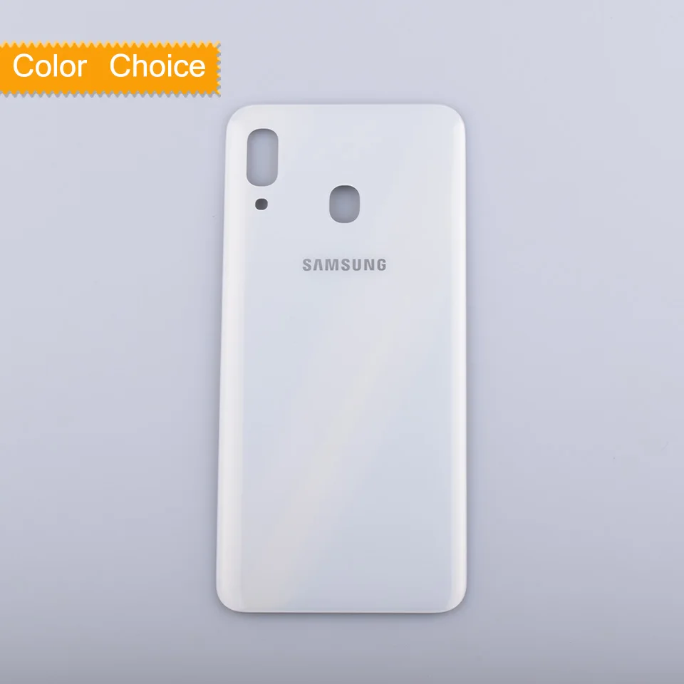 Белый Для samsung Galaxy A30 A305 A305F SM-A305F корпус батарейного отсека заднее стекло чехол Корпус Корпуса A30 Замена - Цвет: Белый