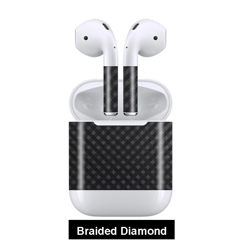 Braided Diamond 3D камуфляж крокодиловой змеиной кожи царапинам наушники наклейки "фильмы" для Apple Airpods наклейки кожи - Цвет: Braided Diamond