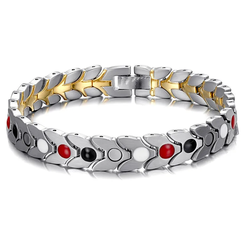 

Stainless steel couple bracelet magnetic germanium negative ion far infrared tetrahedral bracelet