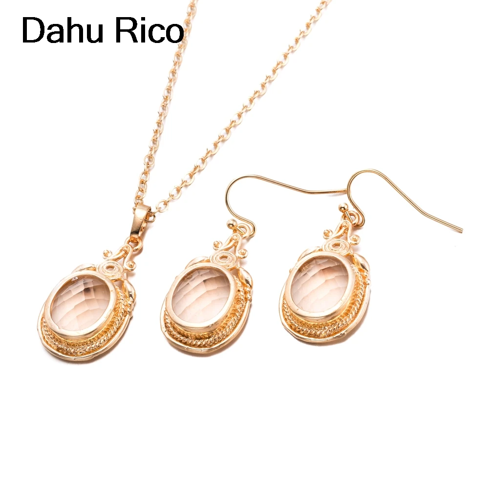 dubai set gioielli rosa glass damen liverpool bijuteria free shipping nigeria Dahu Rico jewelry sets gold filled | Украшения и
