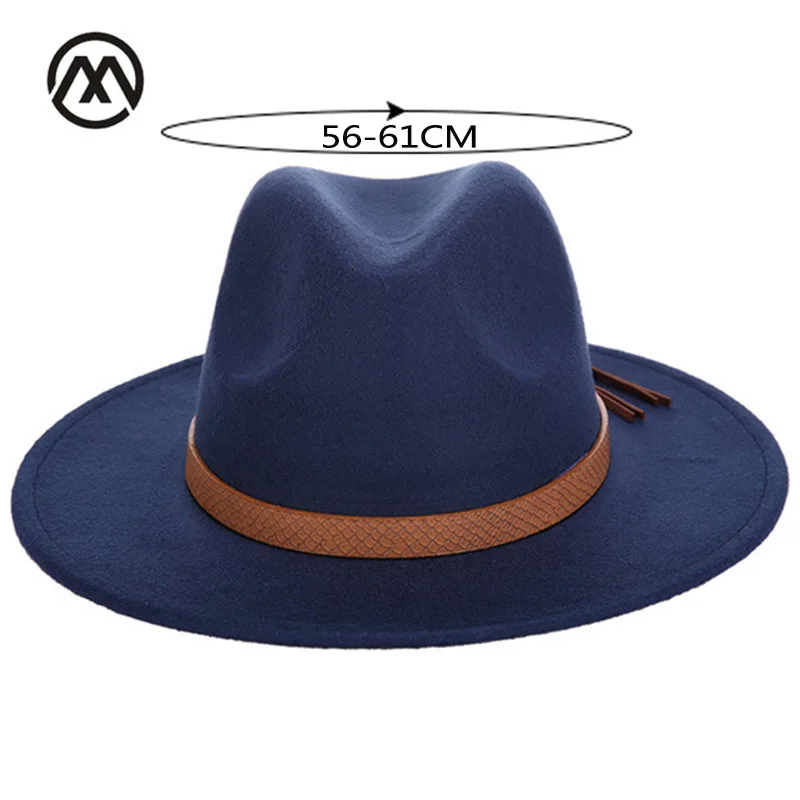 Осенне-зимний мужской большой размер fedora 60 см классический sombrero пушистый платок Имитация шерсти шапки козырек Высокое качество Ковбой