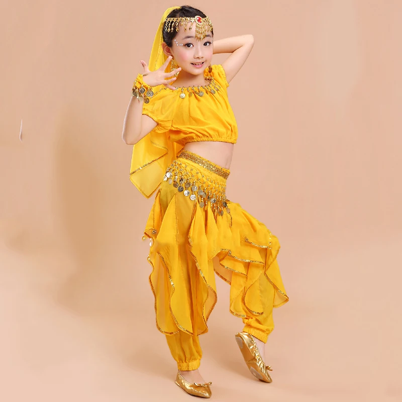 Костюмы для восточных болливудских танцев девочек топ и штаны Карнавальная