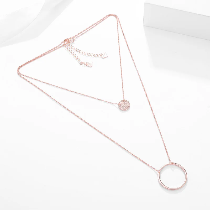 

Shineland Trendy Alloy Choker Double Layer Hollow Circle Necklaces Boho Trendy Rose Women Jewelry