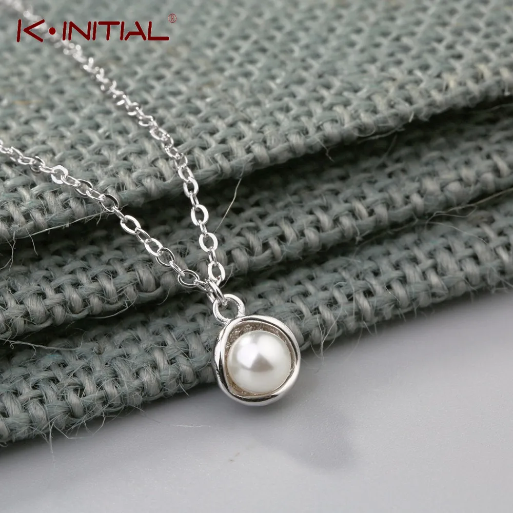 Kinitial цветок имитация жемчуга ожерелья и подвески женский серебряный кулон