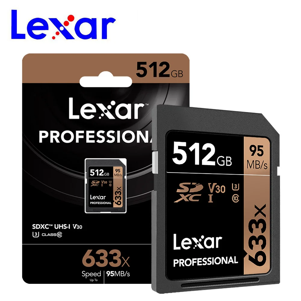 512 ГБ Lexar 633x sd карта, 16 ГБ, 32 ГБ, 64 ГБ, Class10 SD SDHC/SDXC карты памяти sd карты 128 ГБ 256 ГБ 512 ГБ 95 МБ/с. для зеркальной однообъективной камеры/HD камера - Емкость: 512 ГБ