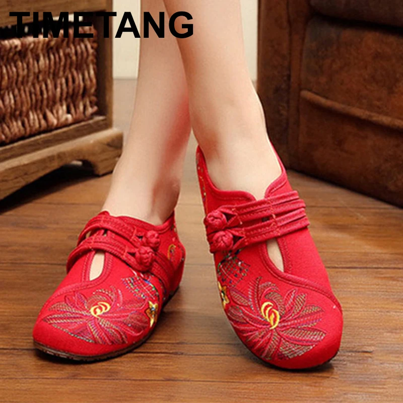 TIMETANGNewChinese Стиль SpringSummer модная женская обувь на плоской подошве в стиле Старый