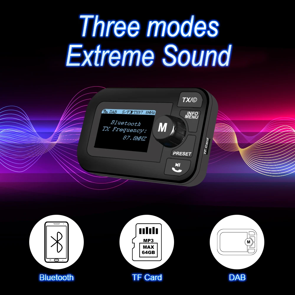 JINSERTA Автомобильный MP3-плеер DAB цифровой радио fm-передатчик 2 3 &quotЖК-экран Bluetooth