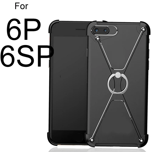 Бампер чехол для iPhone 7 8 Plus, тонкий алюминиевый металлический X-Frame телефон бамперы с кольцом держатель и винт - Цвет: For iphone 6 6s plus