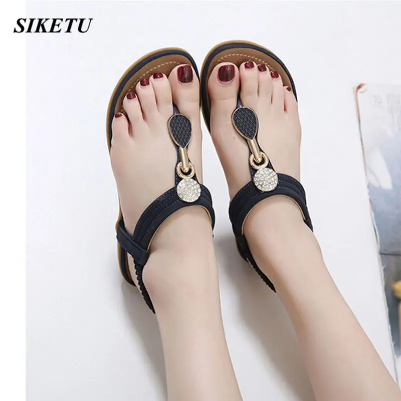 Summer Women Bohemian national style Fashion Flat Large Size Casual Sandals Beach Shoes Gladiator Rome shoes woman @W | Обувь
